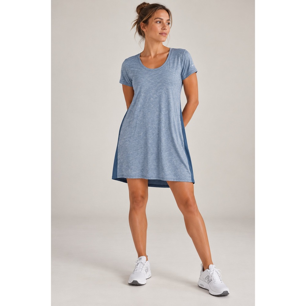 Columbia Active Mini Dress Women Sz L Blue Short Sleeve Lightweight Outdoor